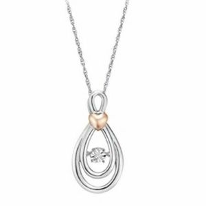 Diamond Pendant Sterling Silver 10K Rose Gold